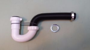 028.Universal Flex Connector P-trap plastic, brass drain